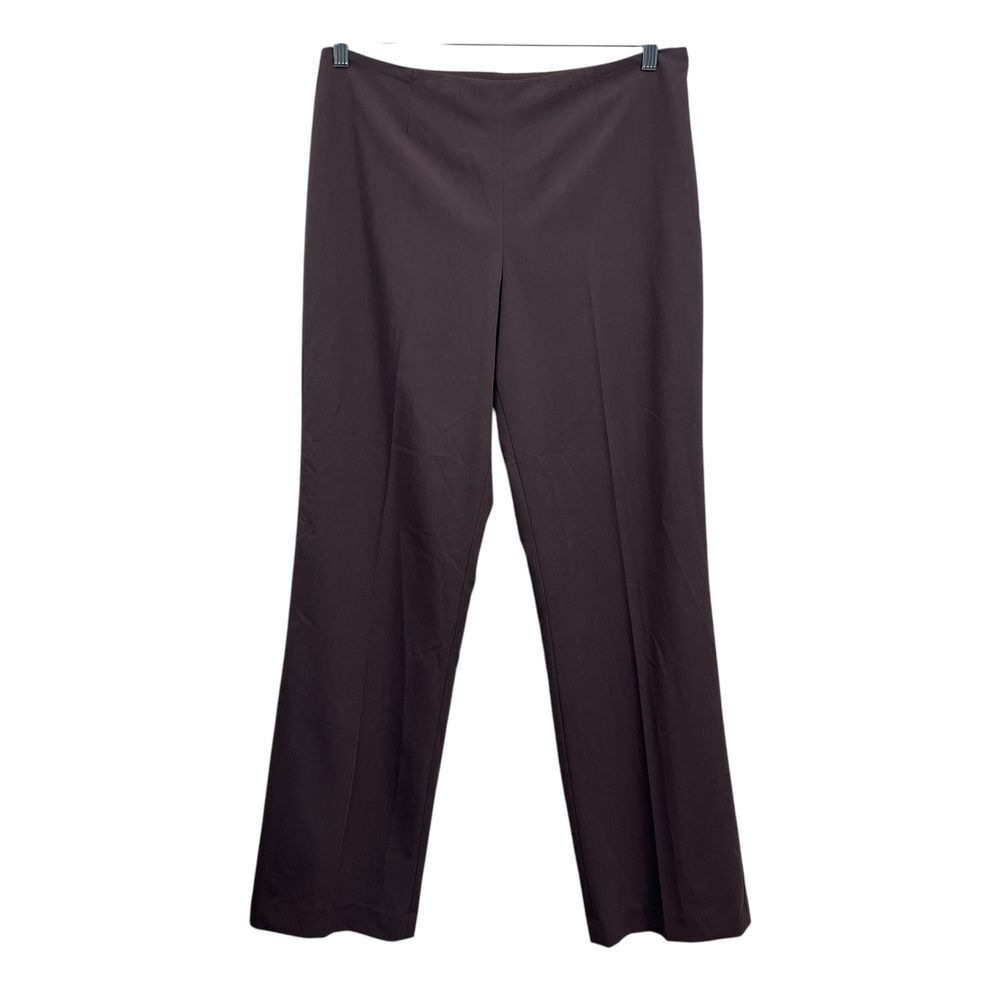 Evan Picone Women Trousers Dress Pants Stretch Straight Leg Side Zip Brown 12*